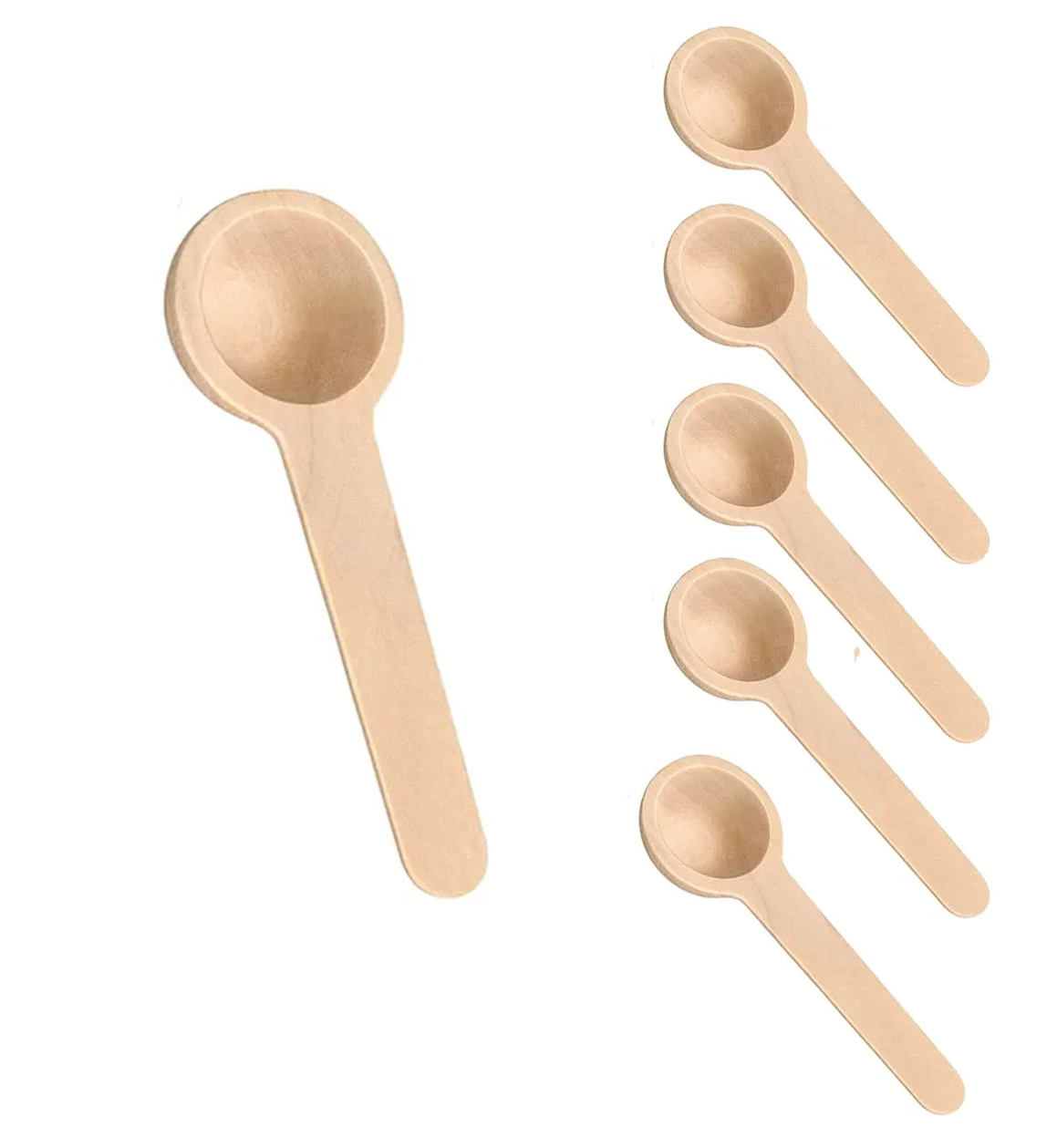 Mini Wooden Spoons Set (6-Pack) β Natural Scoops for Spices, Salt, Coffee & Bath Jars