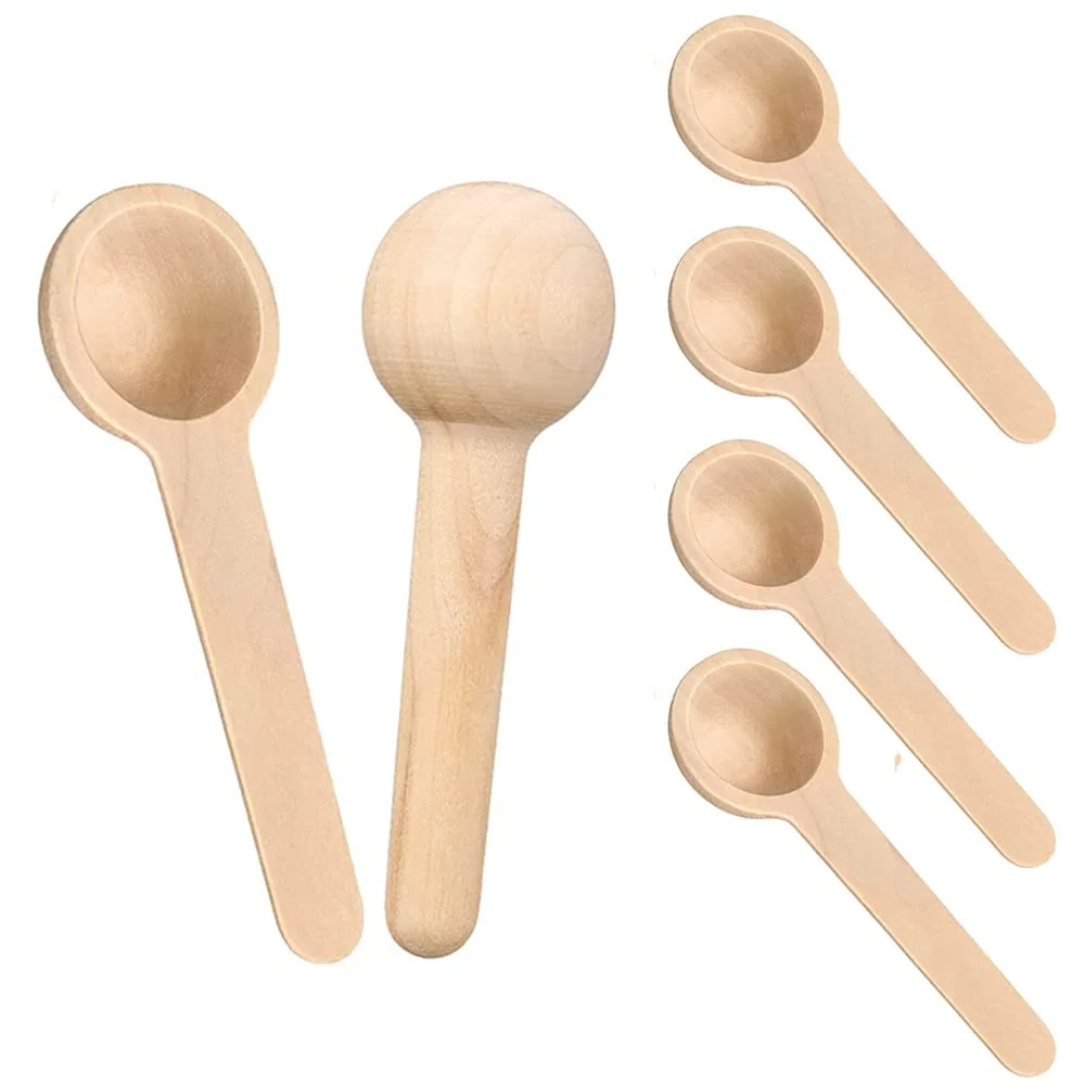 Mini Wooden Spoons Set (6-Pack) β Natural Scoops for Spices, Salt, Coffee & Bath Jars