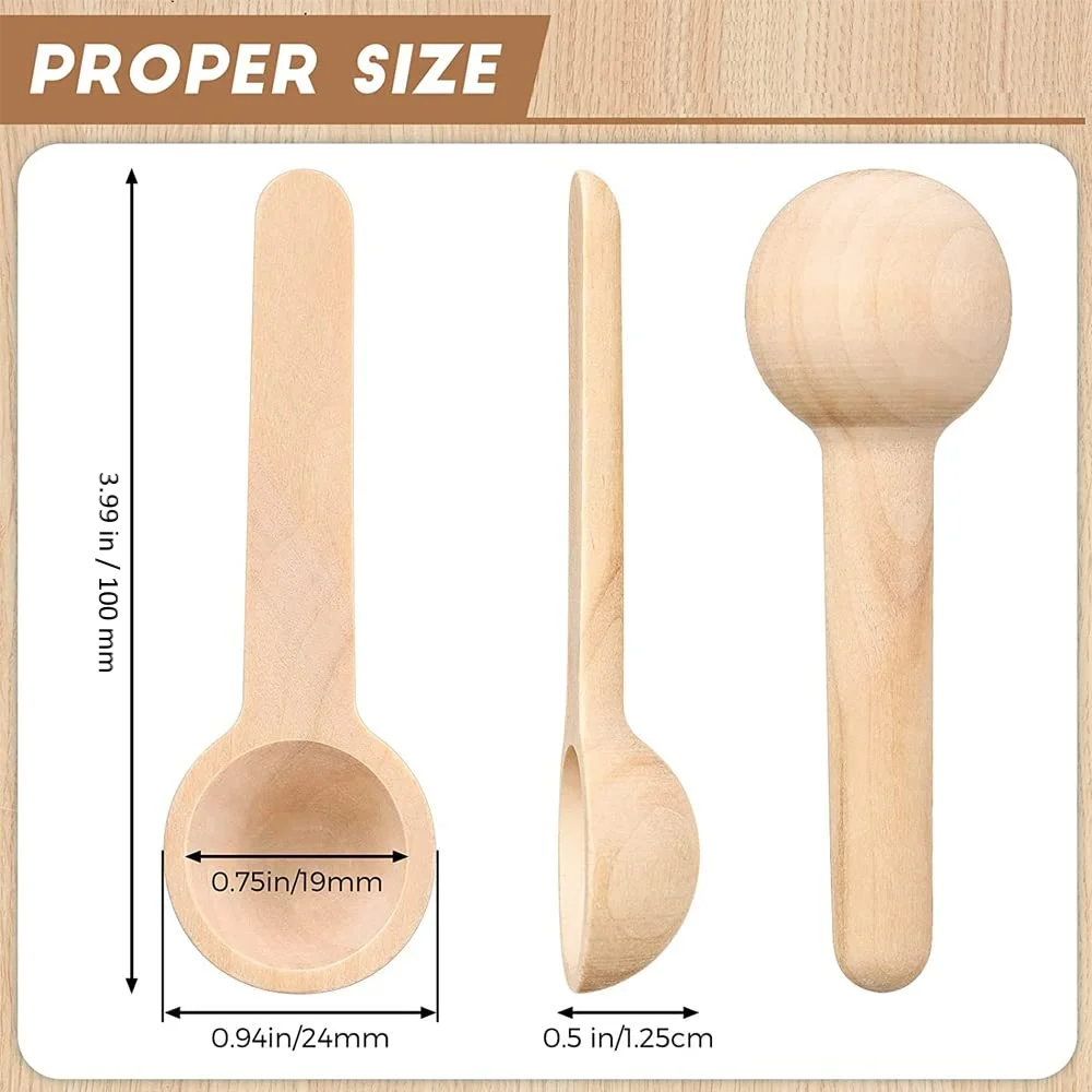 Mini Wooden Spoons Set (6-Pack) β Natural Scoops for Spices, Salt, Coffee & Bath Jars