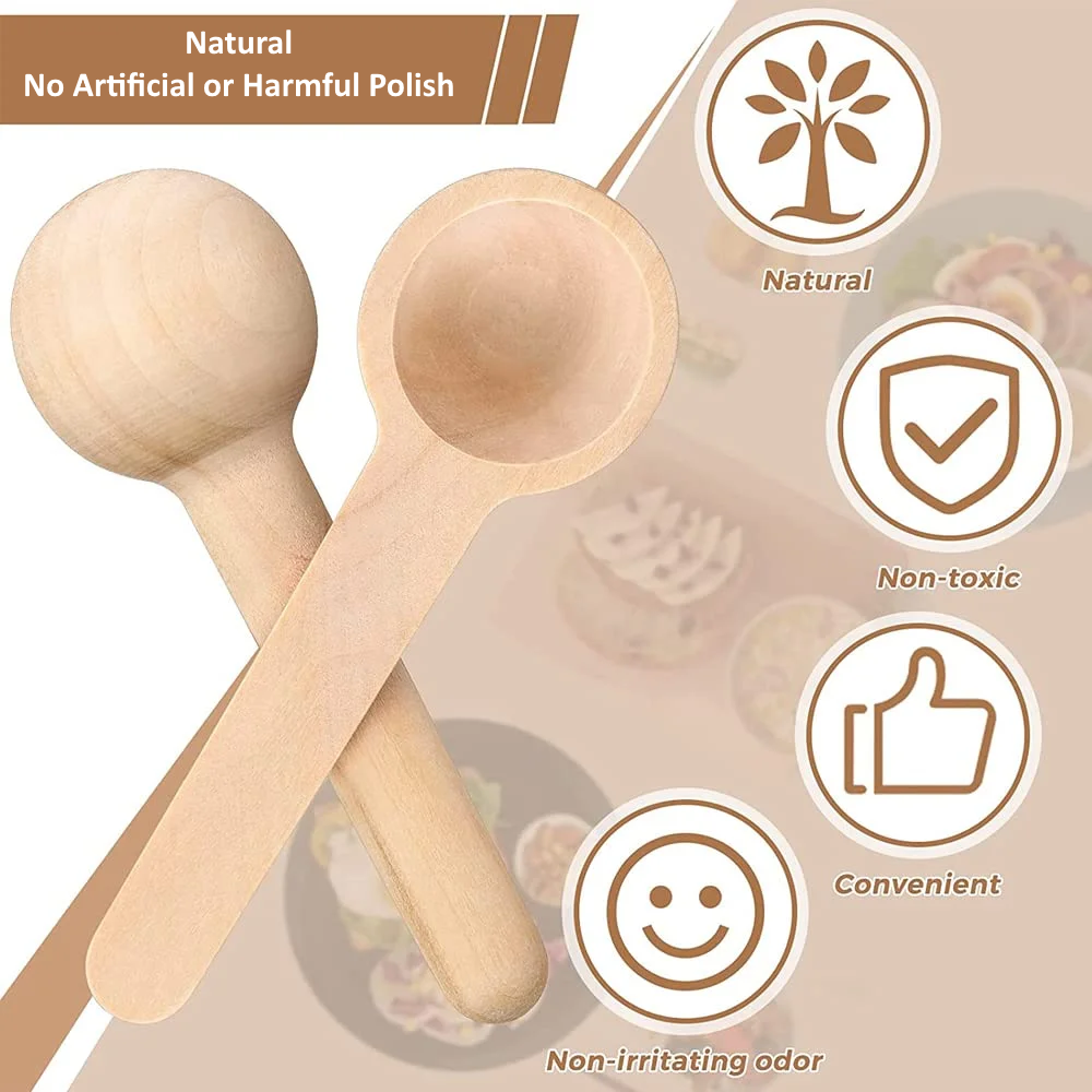 Mini Wooden Spoons Set (6-Pack) β Natural Scoops for Spices, Salt, Coffee & Bath Jars