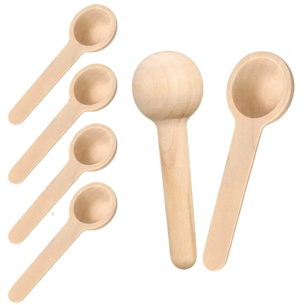 Mini Wooden Spoons Set (6-Pack) β Natural Scoops for Spices, Salt, Coffee & Bath Jars