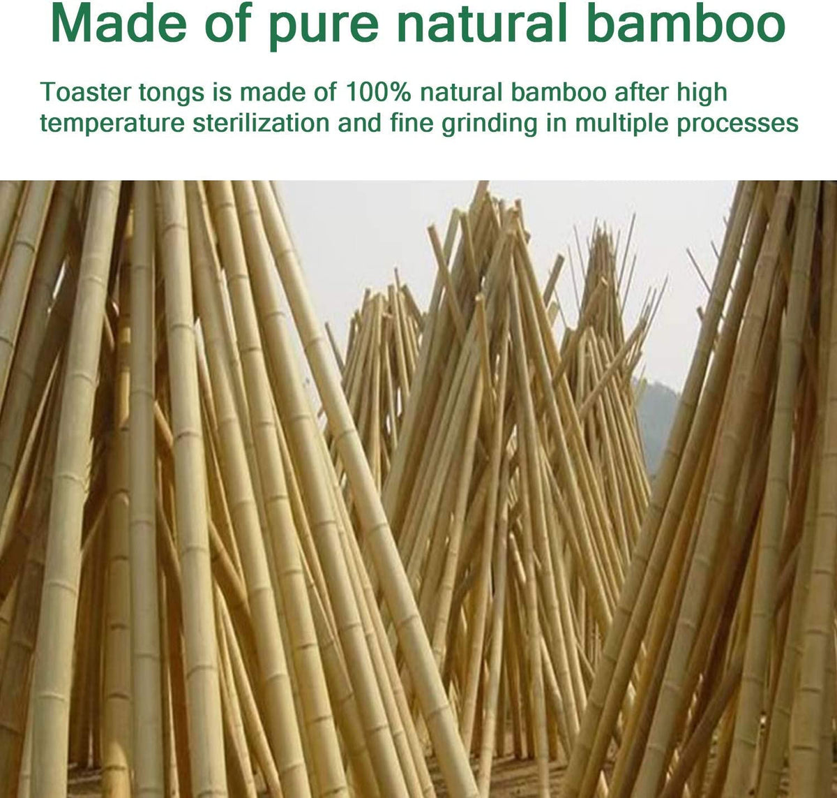 Bamboo Toaster Tongs 11.8" – Heat-Resistant Eco-Friendly Kitchen Tool