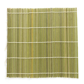 Bamboo Curtain with White & Green Leather Wrap | Seaweed Sushi Rolling Mat & Non-Stick Bamboo Cooking Utensils