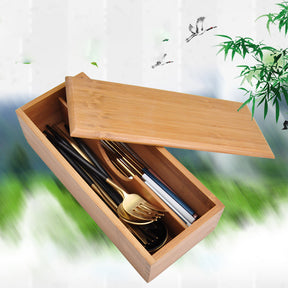 Bamboo Chopsticks with Wooden Storage Box | Eco-Friendly Reusable Utensils for Dining and Travel