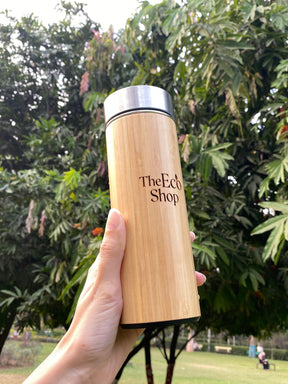 Aranya Bamboo 450 ML Thermoflask – Eco-Friendly Insulated Water Bottle | Sustainable Travel Flask | Plastic-Free Biodegradable Flask | Made from Ancient Indian Forest Bamboo